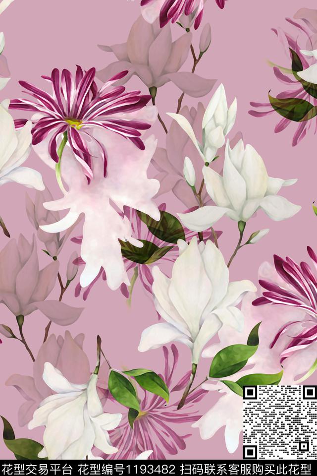 数码华亿平台花卉大牌风数码印花华亿平台下载（图片编号: 1193482） - 瓦栏（Walan）