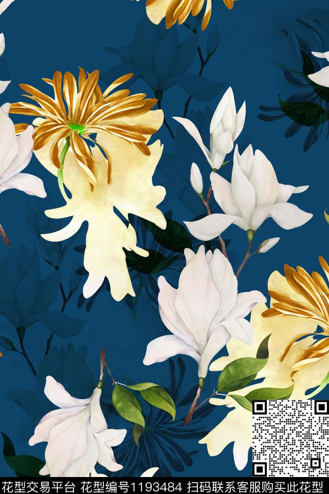 数码华亿平台花卉大牌风数码印花华亿平台下载（图片编号: 1193484） - 瓦栏（Walan）