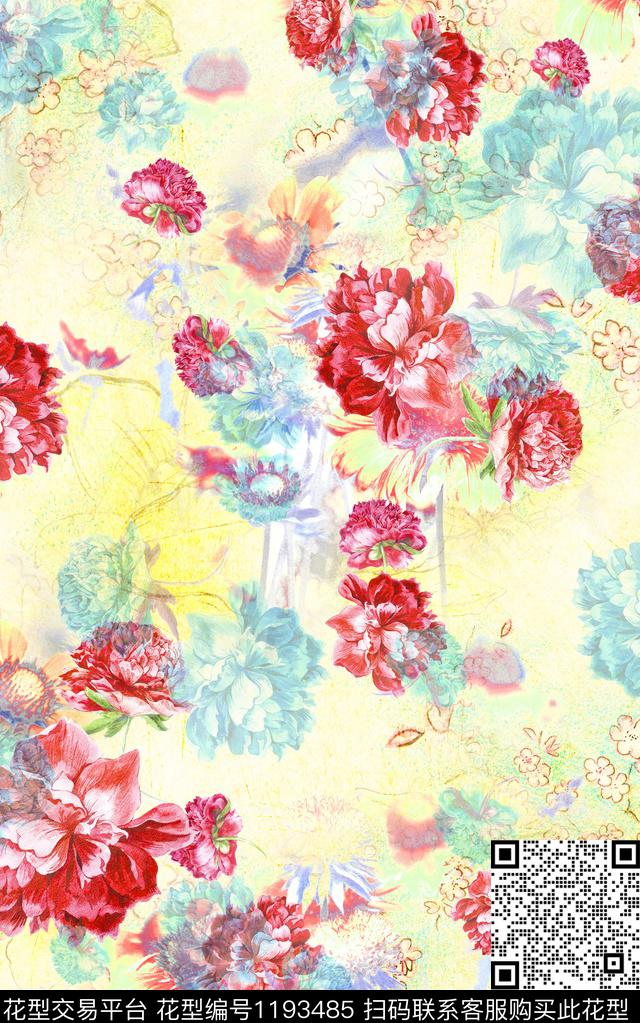 数码华亿平台抽象棉麻数码印花华亿平台下载（图片编号: 1193485） - 瓦栏（Walan）