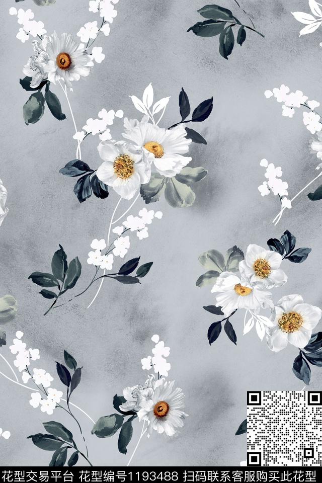 白花朦胧底小碎花数码印花华亿平台下载（图片编号: 1193488） - 瓦栏（Walan）