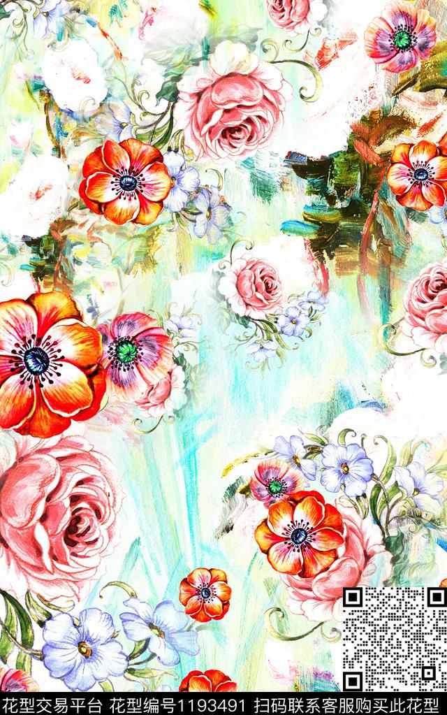 数码华亿平台抽象棉麻数码印花华亿平台下载（图片编号: 1193491） - 瓦栏（Walan）