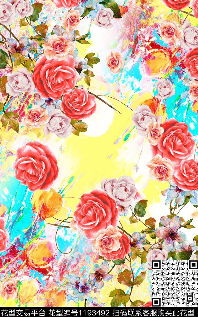 数码华亿平台抽象棉麻数码印花华亿平台下载（图片编号: 1193492） - 瓦栏（Walan）