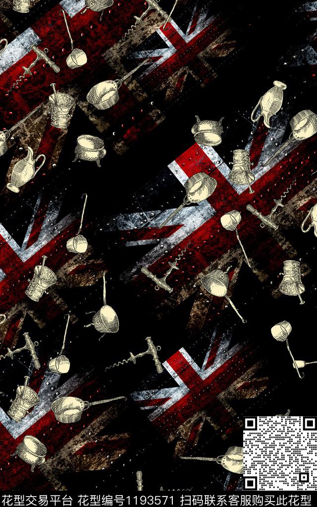 男装几何国旗数码印花华亿平台下载（图片编号: 1193571） - 瓦栏（Walan）