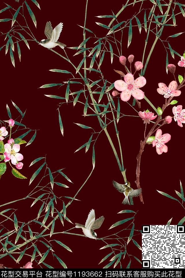 海棠梅花花卉数码印花华亿平台下载（图片编号: 1193662） - 瓦栏（Walan）