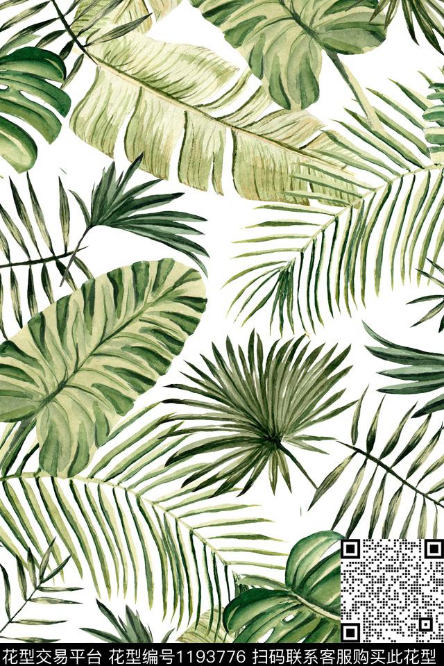 绿植树叶棕榈树热带华亿平台数码印花华亿平台下载（图片编号: 1193776） - 瓦栏（Walan）