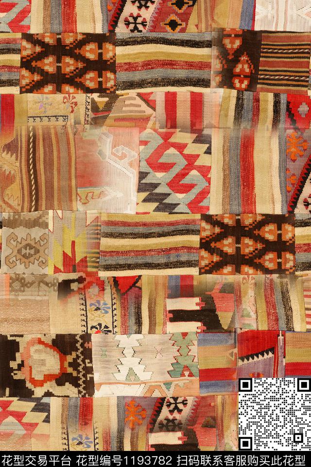 几何抽象部落风数码印花华亿平台下载（图片编号: 1193782） - 瓦栏（Walan）