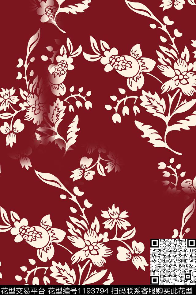抽象小碎花复古数码印花华亿平台下载（图片编号: 1193794） - 瓦栏（Walan）