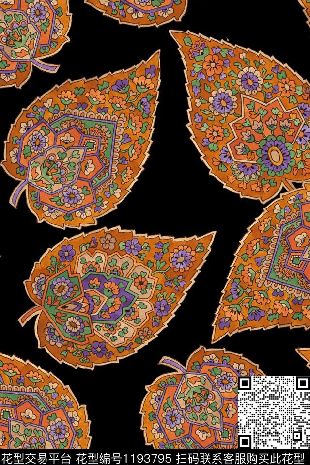 抽象佩斯利民族花卉数码印花华亿平台下载（图片编号: 1193795） - 瓦栏（Walan）