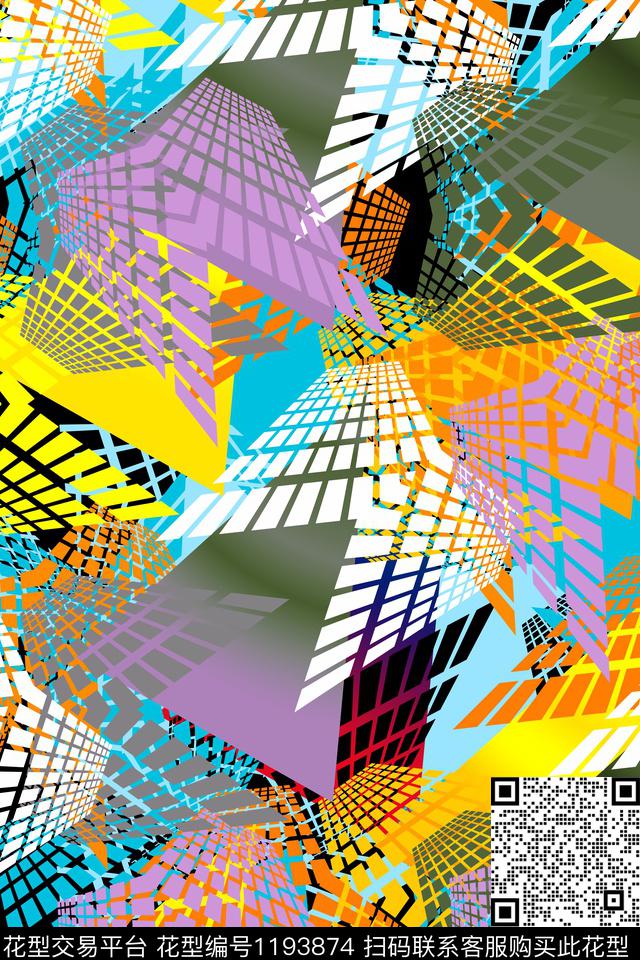 休闲男装几何数码印花华亿平台下载（图片编号: 1193874） - 瓦栏（Walan）