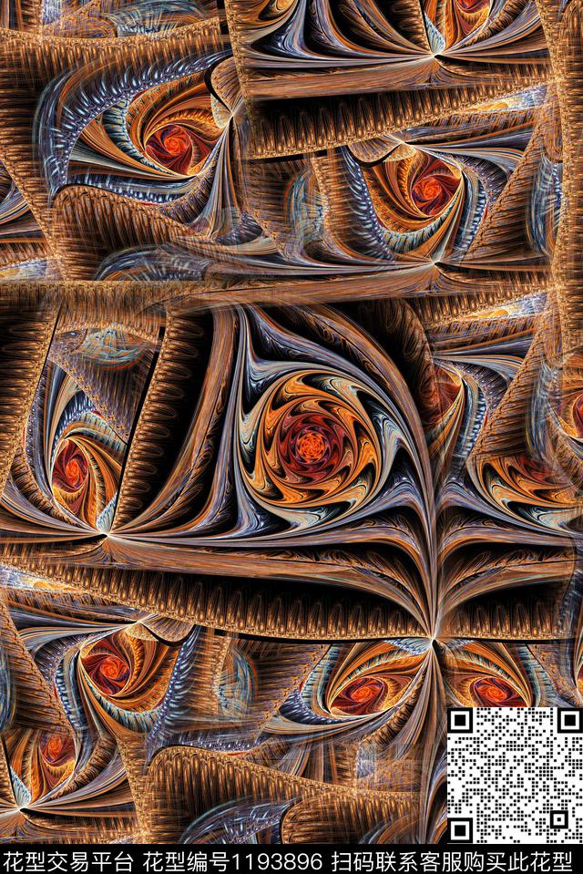 几何抽象民族花卉数码印花华亿平台下载（图片编号: 1193896） - 瓦栏（Walan）