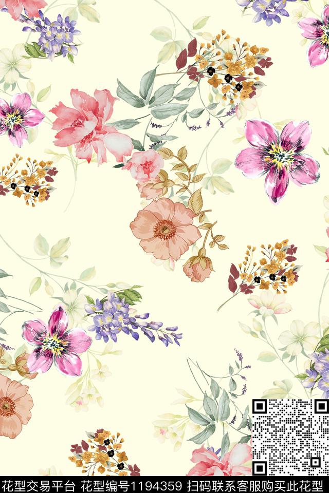 数码华亿平台花卉满版散花数码印花华亿平台下载（图片编号: 1194359） - 瓦栏（Walan）