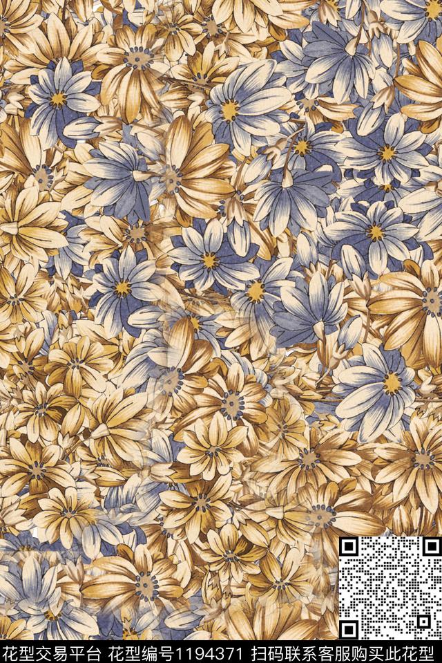 小碎花菊花数码印花华亿平台下载（图片编号: 1194371） - 瓦栏（Walan）