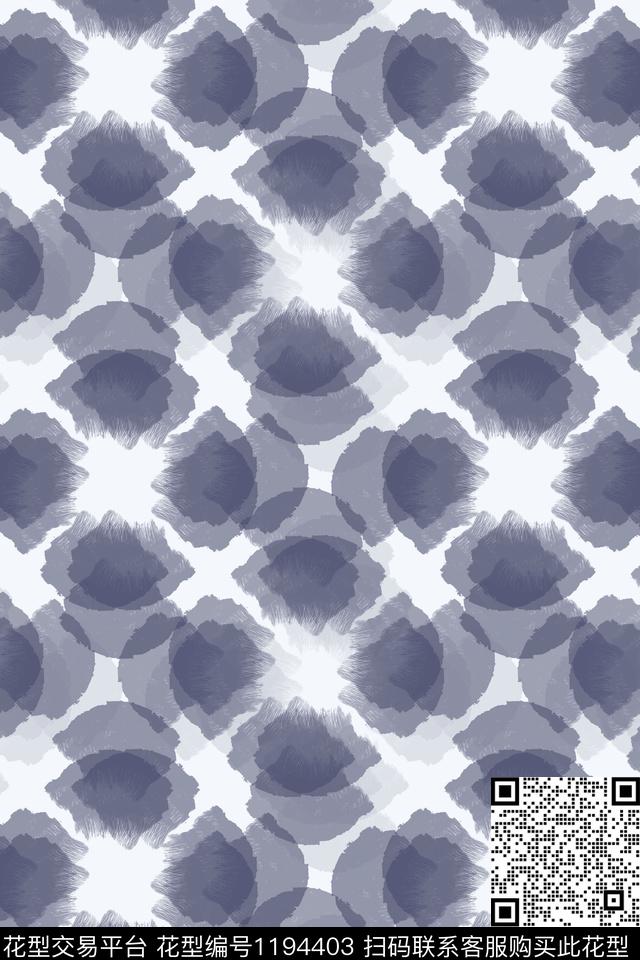 几何青蓝雅韵系列抽象数码印花华亿平台下载（图片编号: 1194403） - 瓦栏（Walan）