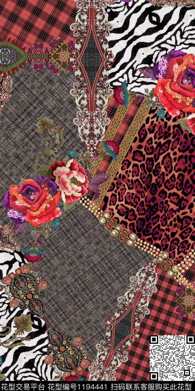 数码华亿平台花卉大牌风数码印花华亿平台下载（图片编号: 1194441） - 瓦栏（Walan）
