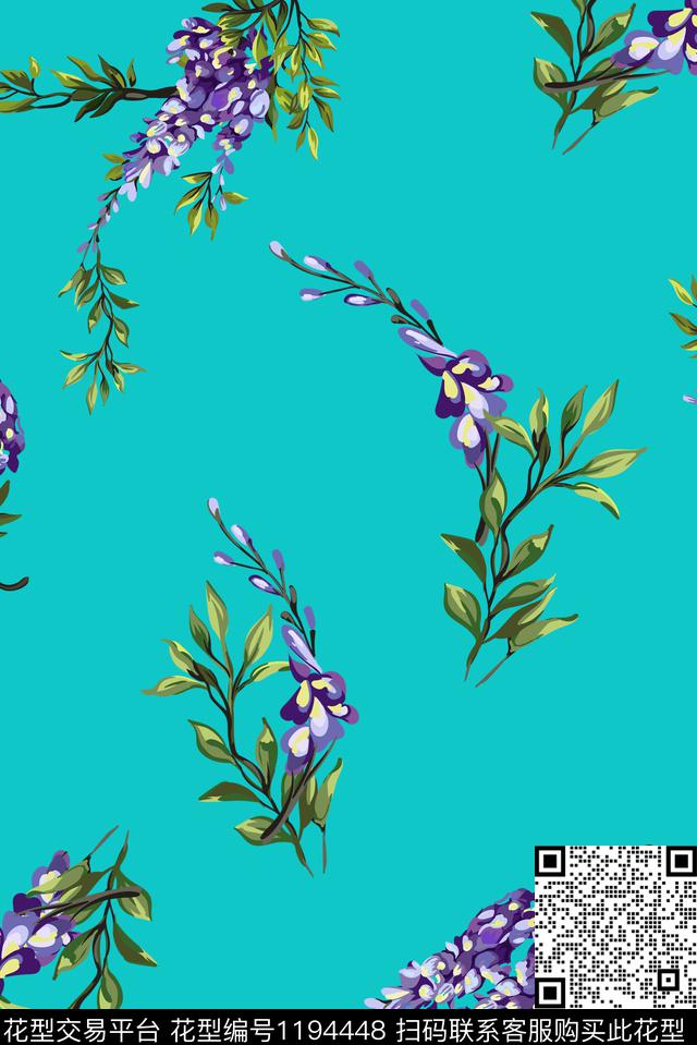 花卉大牌风矢量传统印花华亿平台下载（图片编号: 1194448） - 瓦栏（Walan）