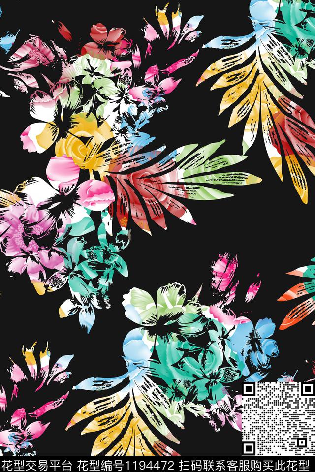 数码华亿平台花卉绿植树叶数码印花华亿平台下载（图片编号: 1194472） - 瓦栏（Walan）
