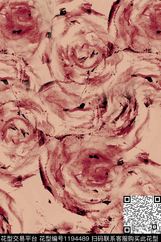 手绘笔触创意数码印花华亿平台下载（图片编号: 1194489） - 瓦栏（Walan）