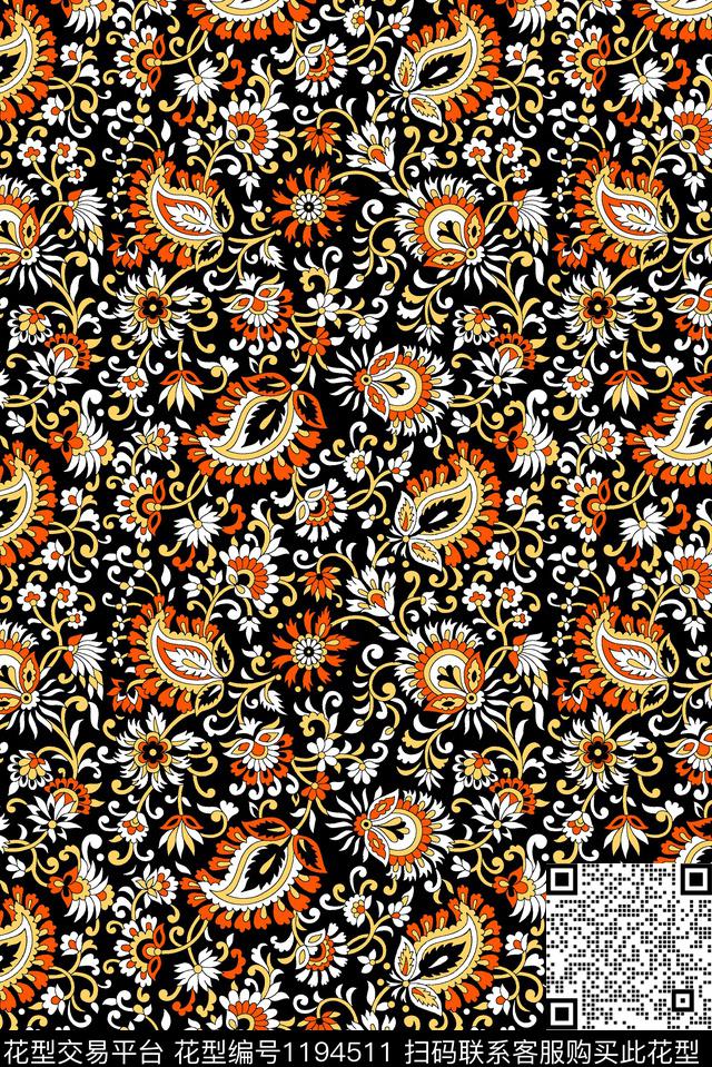 抽象大牌风佩斯利数码印花华亿平台下载（图片编号: 1194511） - 瓦栏（Walan）