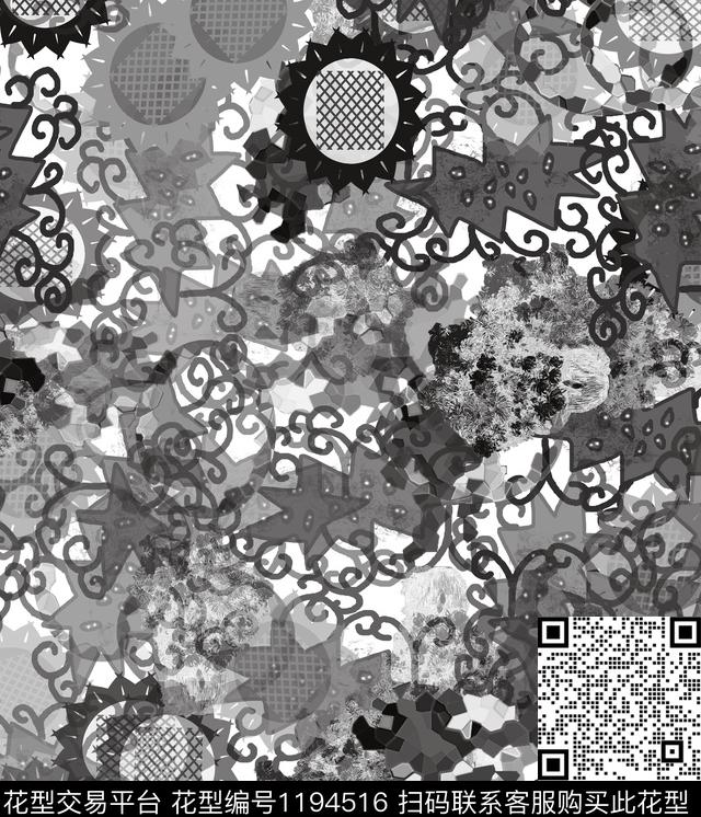 炫彩抽象手绘数码印花华亿平台下载（图片编号: 1194516） - 瓦栏（Walan）