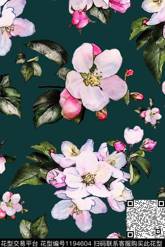 数码华亿平台花卉清爽数码印花华亿平台下载（图片编号: 1194604） - 瓦栏（Walan）