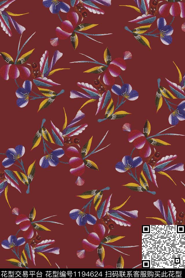数码华亿平台花卉清爽数码印花华亿平台下载（图片编号: 1194624） - 瓦栏（Walan）