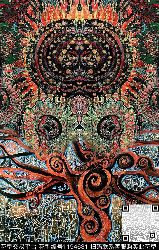 数码华亿平台复古民族风数码印花华亿平台下载（图片编号: 1194631） - 瓦栏（Walan）