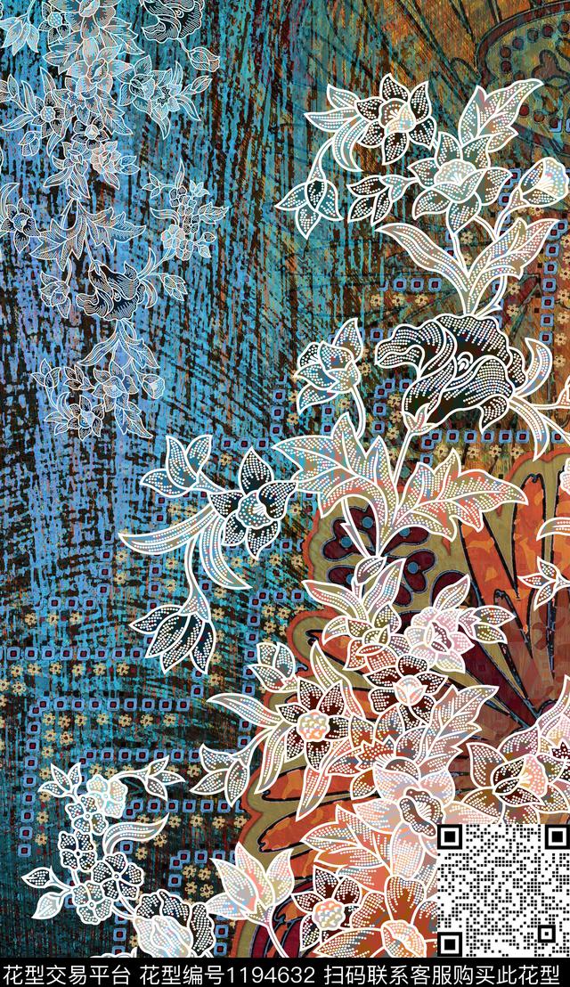 数码华亿平台复古民族风数码印花华亿平台下载（图片编号: 1194632） - 瓦栏（Walan）