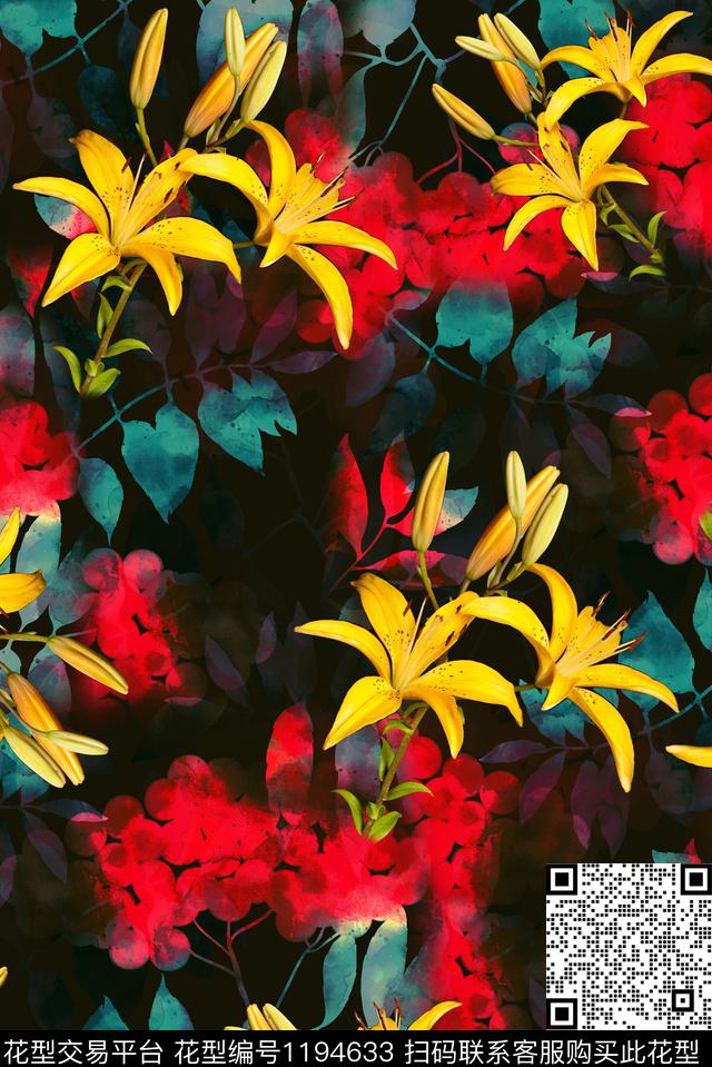 数码华亿平台花卉清爽数码印花华亿平台下载（图片编号: 1194633） - 瓦栏（Walan）