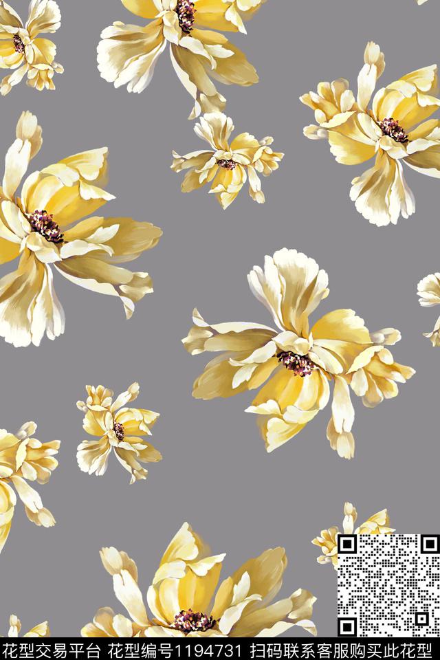 彩底花卉花卉小清新数码印花华亿平台下载（图片编号: 1194731） - 瓦栏（Walan）