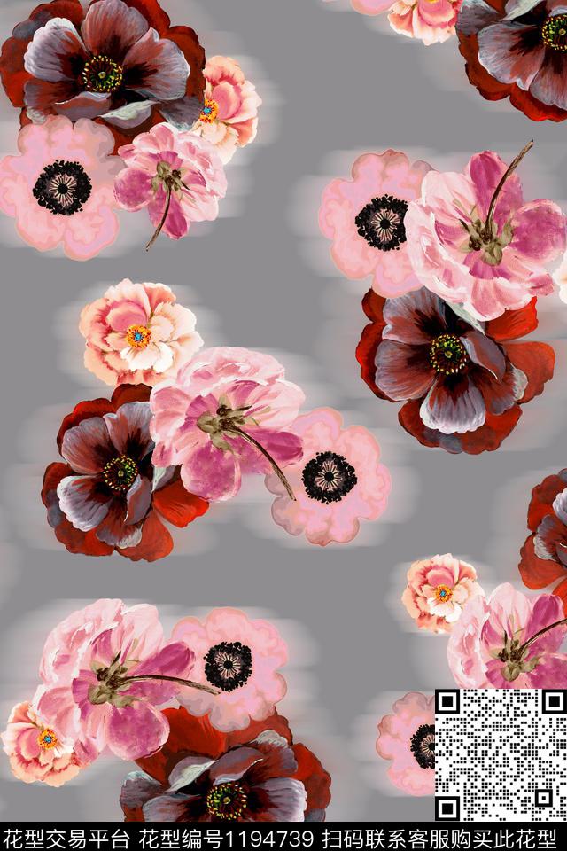 彩底花卉花卉小清新数码印花华亿平台下载（图片编号: 1194739） - 瓦栏（Walan）