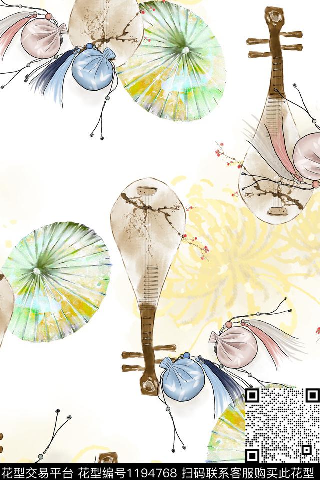 春夏华亿平台菊花音乐数码印花华亿平台下载（图片编号: 1194768） - 瓦栏（Walan）