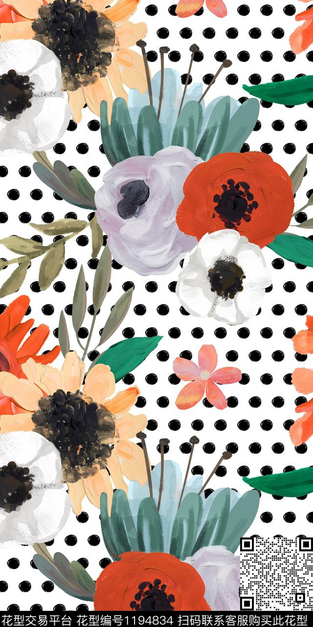 数码华亿平台花卉大牌风数码印花华亿平台下载（图片编号: 1194834） - 瓦栏（Walan）