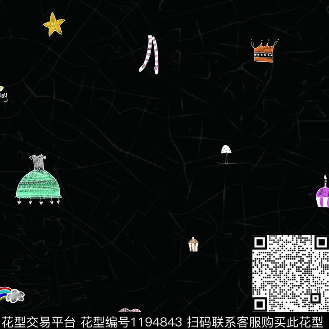 手绘卡通趣味数码印花华亿平台下载（图片编号: 1194843） - 瓦栏（Walan）