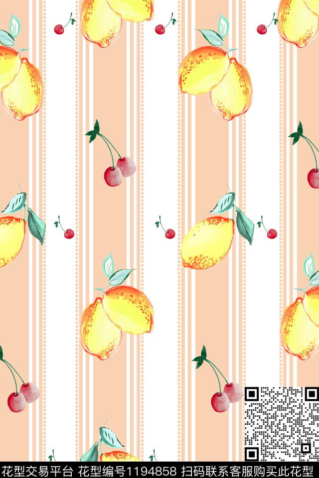 几何手绘水果传统印花华亿平台下载（图片编号: 1194858） - 瓦栏（Walan）