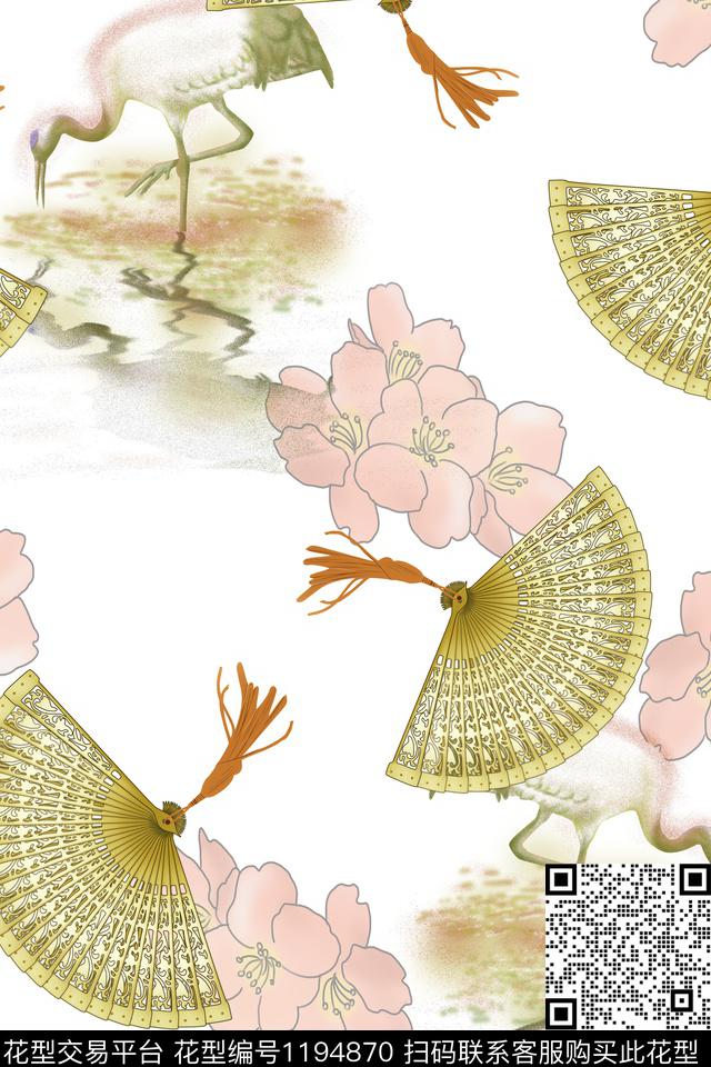 春夏华亿平台仙鹤渐变数码印花华亿平台下载（图片编号: 1194870） - 瓦栏（Walan）