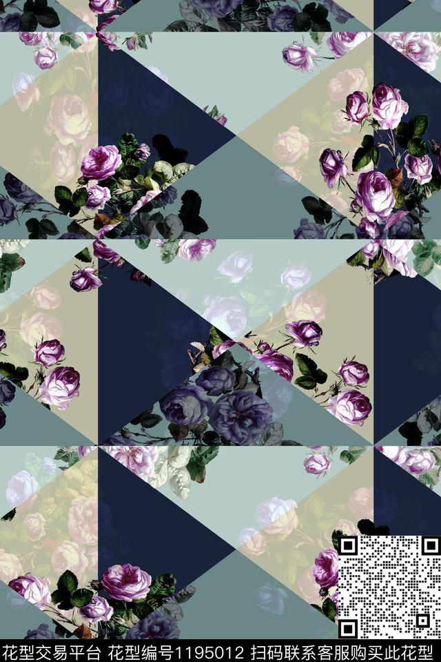 女装几何花卉雪纺数码印花华亿平台下载（图片编号: 1195012） - 瓦栏（Walan）