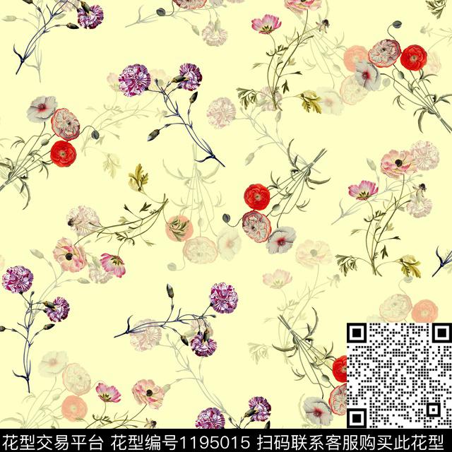 春夏华亿平台花卉清爽数码印花华亿平台下载（图片编号: 1195015） - 瓦栏（Walan）