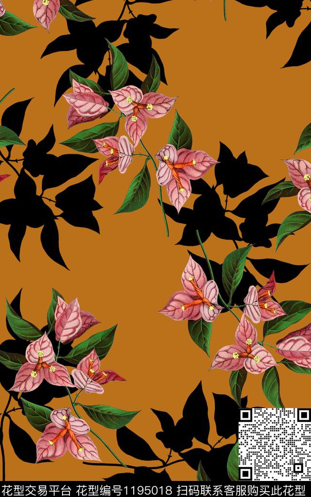 植物三角梅花卉数码印花华亿平台下载（图片编号: 1195018） - 瓦栏（Walan）