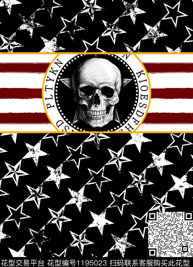 手绘条纹圆圈骷髅头字母五角星底纹数码印花华亿平台下载（图片编号: 1195023） - 瓦栏（Walan）