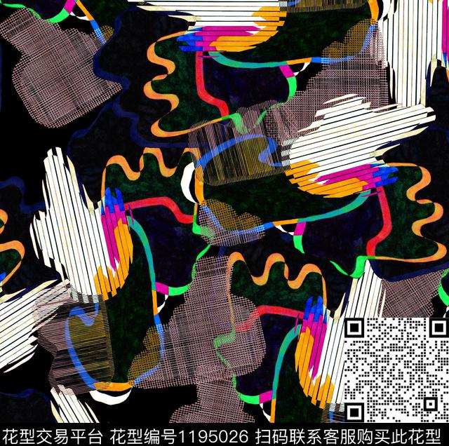 数码华亿平台大牌风抽象数码印花华亿平台下载（图片编号: 1195026） - 瓦栏（Walan）