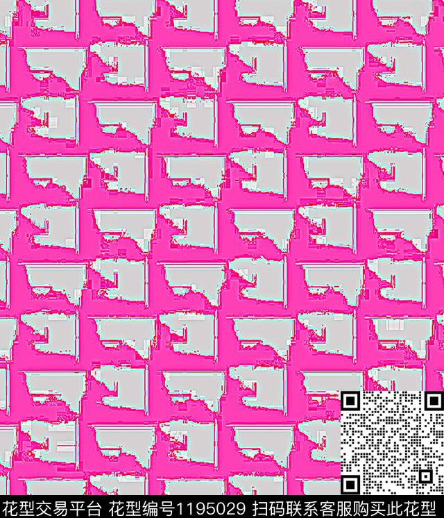 几何格子混合拼接数码印花华亿平台下载（图片编号: 1195029） - 瓦栏（Walan）