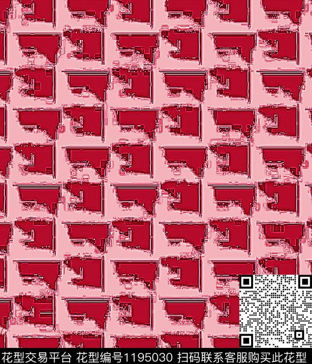几何格子混合拼接数码印花华亿平台下载（图片编号: 1195030） - 瓦栏（Walan）