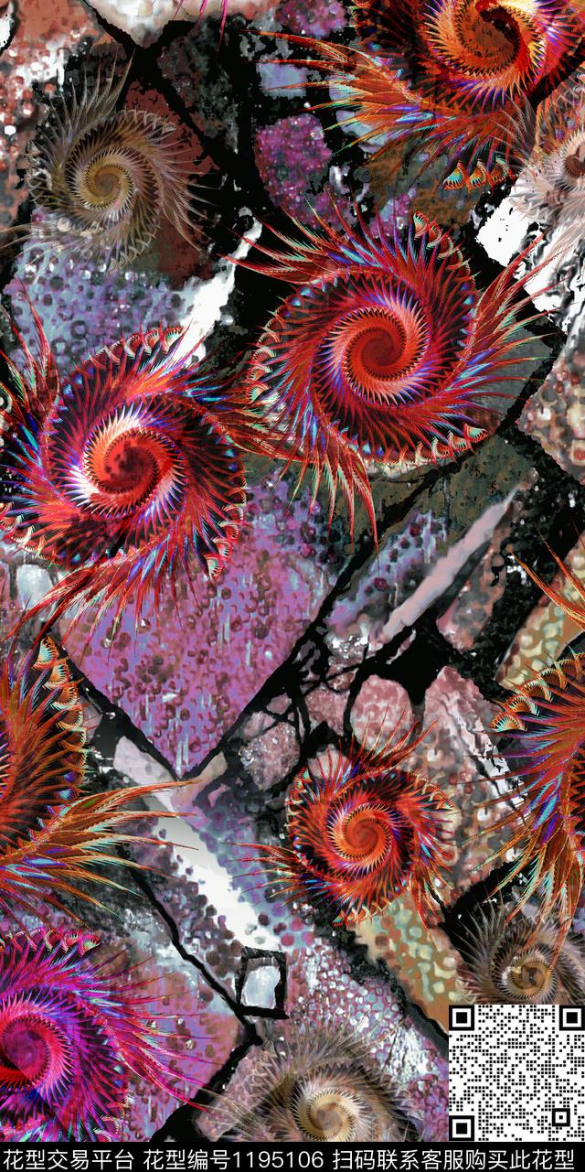 几何抽象肌理数码印花华亿平台下载（图片编号: 1195106） - 瓦栏（Walan）