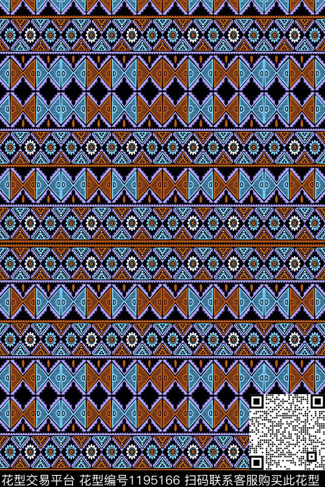 部落风条纹民族风数码印花华亿平台下载（图片编号: 1195166） - 瓦栏（Walan）
