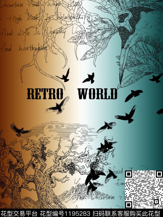 潮牌大牌风渐变传统印花华亿平台下载（图片编号: 1195283） - 瓦栏（Walan）