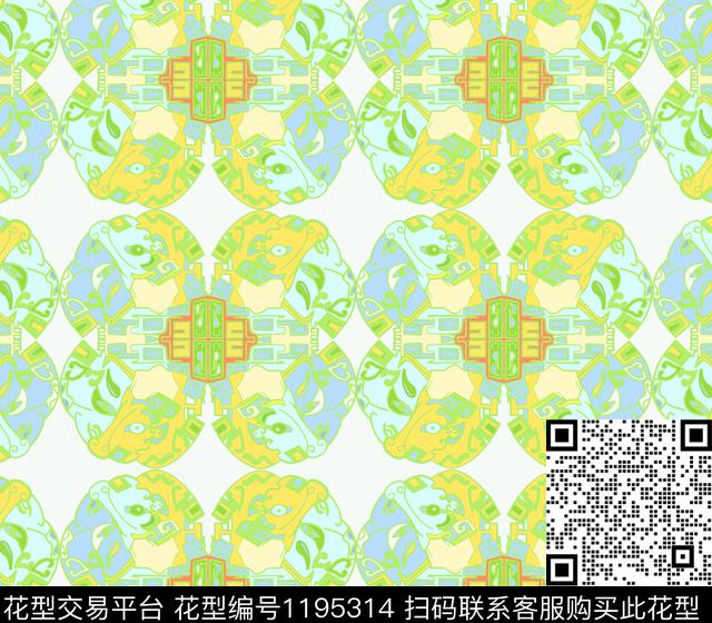 传统纹样对称图案大图案传统印花华亿平台下载（图片编号: 1195314） - 瓦栏（Walan）