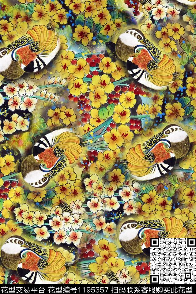 女装鸳鸯鸳鸯图案数码印花华亿平台下载（图片编号: 1195357） - 瓦栏（Walan）