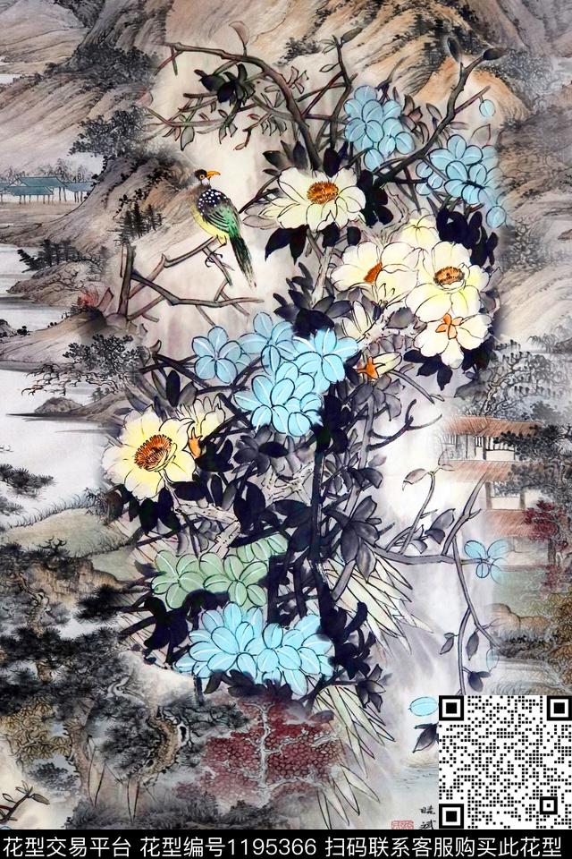 女装水彩花卉水墨风数码印花华亿平台下载（图片编号: 1195366） - 瓦栏（Walan）
