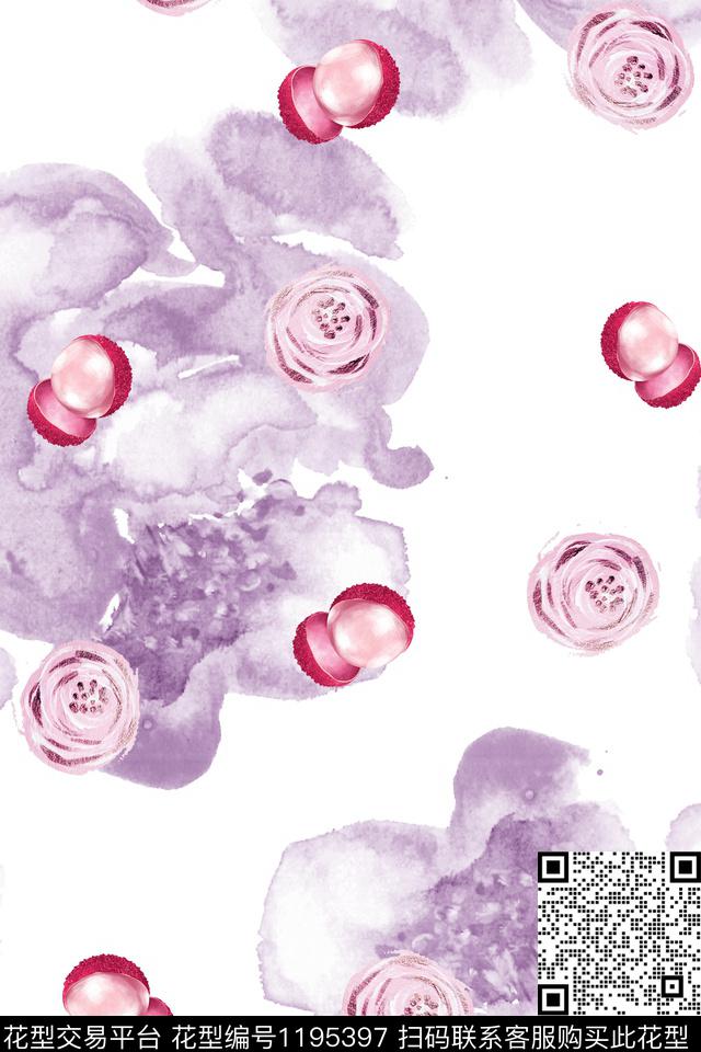 春夏华亿平台水彩花卉水果数码印花华亿平台下载（图片编号: 1195397） - 瓦栏（Walan）