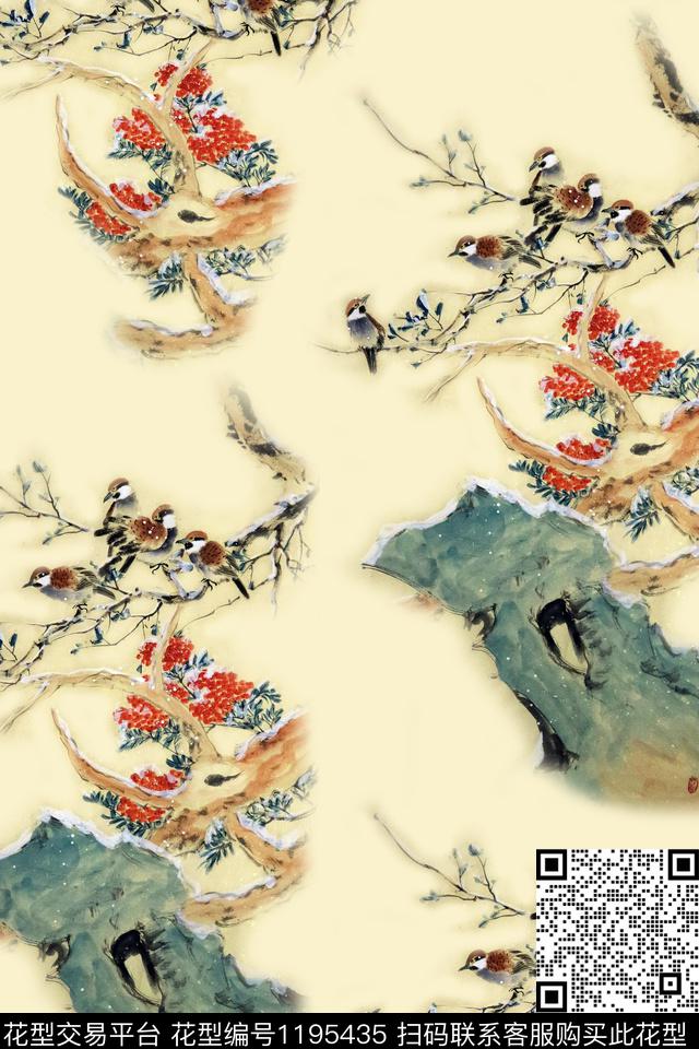 女装花鸟数码印花华亿平台下载（图片编号: 1195435） - 瓦栏（Walan）